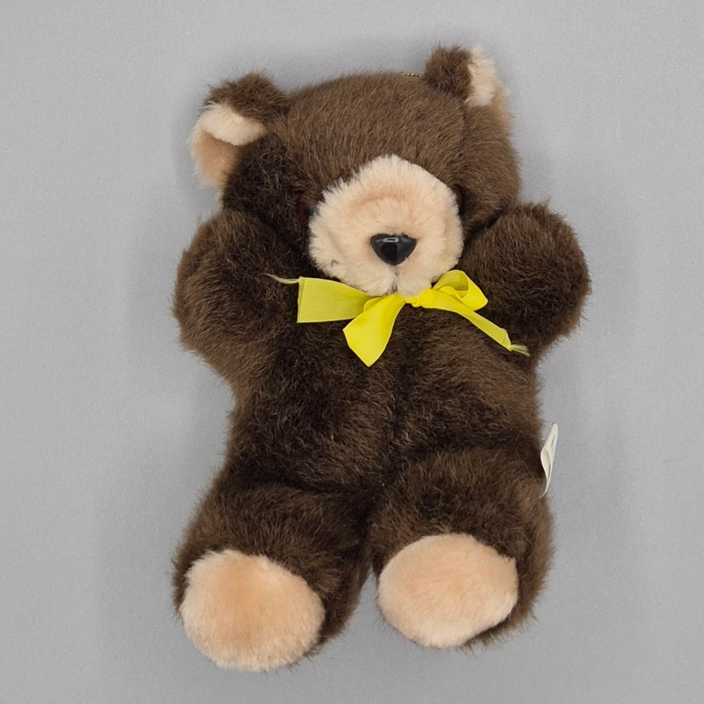 Vintage Mary Meyer Brown Teddy Bear Plush Yellow Bow